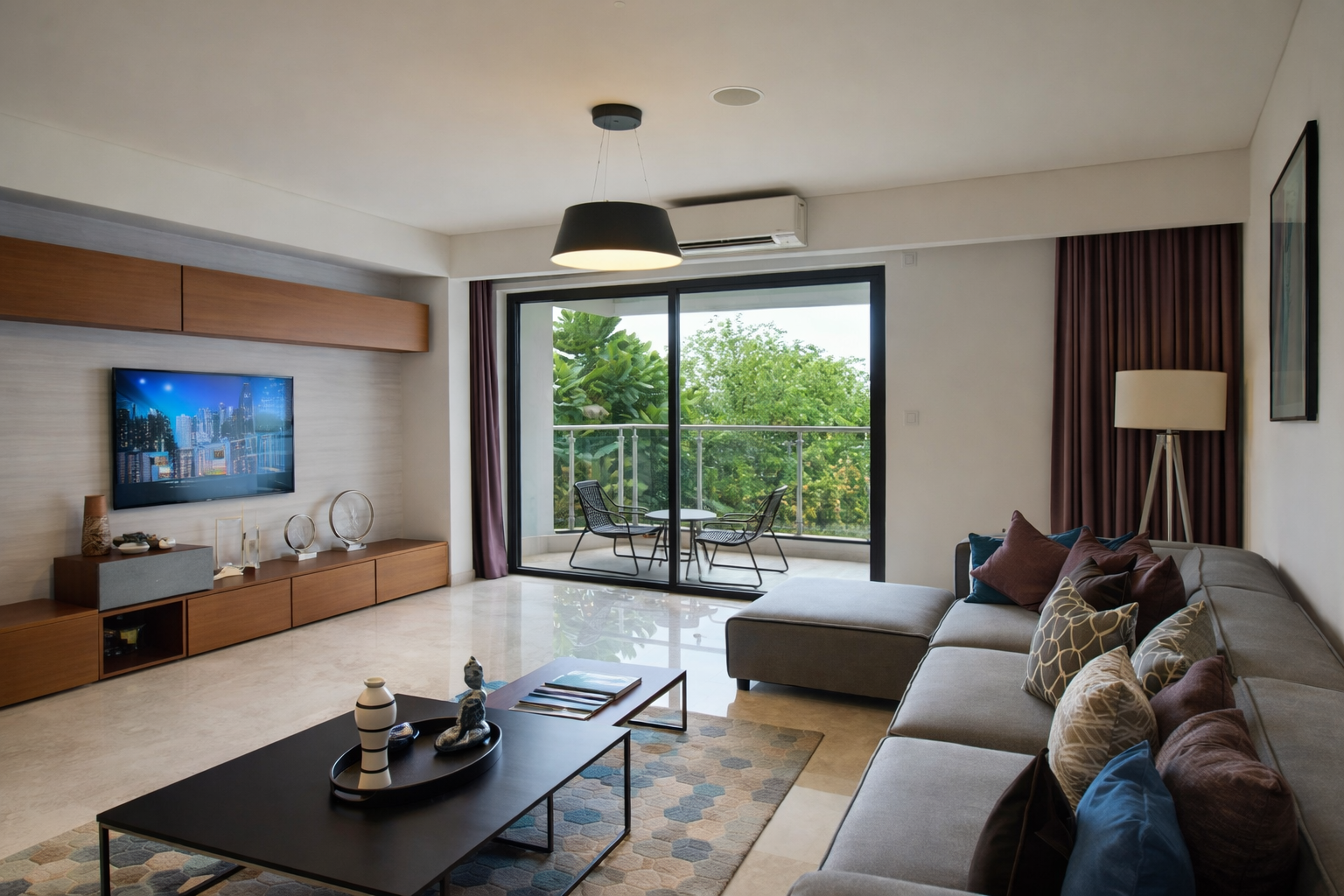 Spacious living room at Marina One